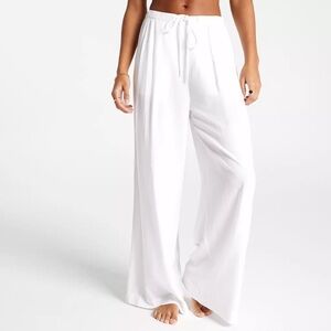 NWT Calia Pleated Wide Leg Swim Cover Up Women's White Pants XL